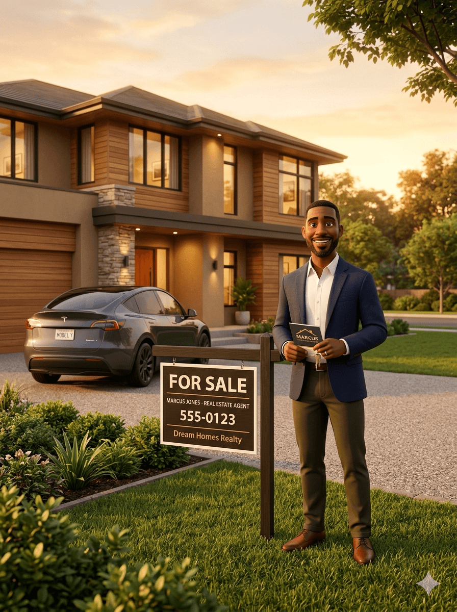 Real estate agent at a property showing